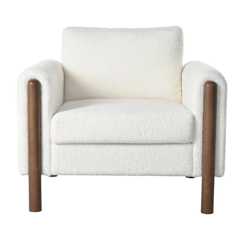 Sillón decorativo de terciopelo Teddy extragrande con brazos curvos y patas de madera maciza