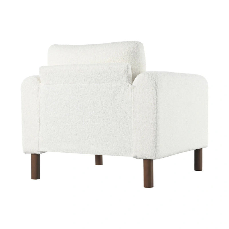 Sillón decorativo de terciopelo Teddy extragrande con brazos curvos y patas de madera maciza