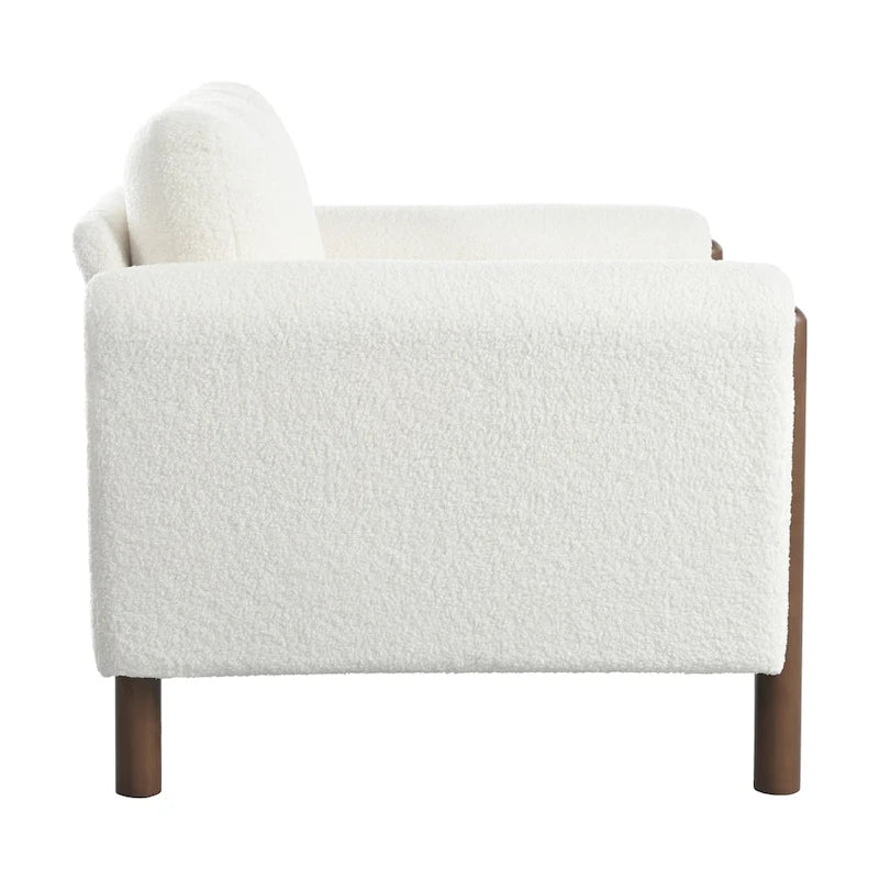 Sillón decorativo de terciopelo Teddy extragrande con brazos curvos y patas de madera maciza