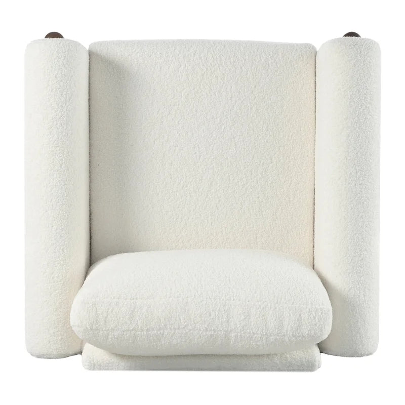 Sillón decorativo de terciopelo Teddy extragrande con brazos curvos y patas de madera maciza