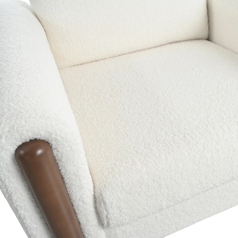 Sillón decorativo de terciopelo Teddy extragrande con brazos curvos y patas de madera maciza