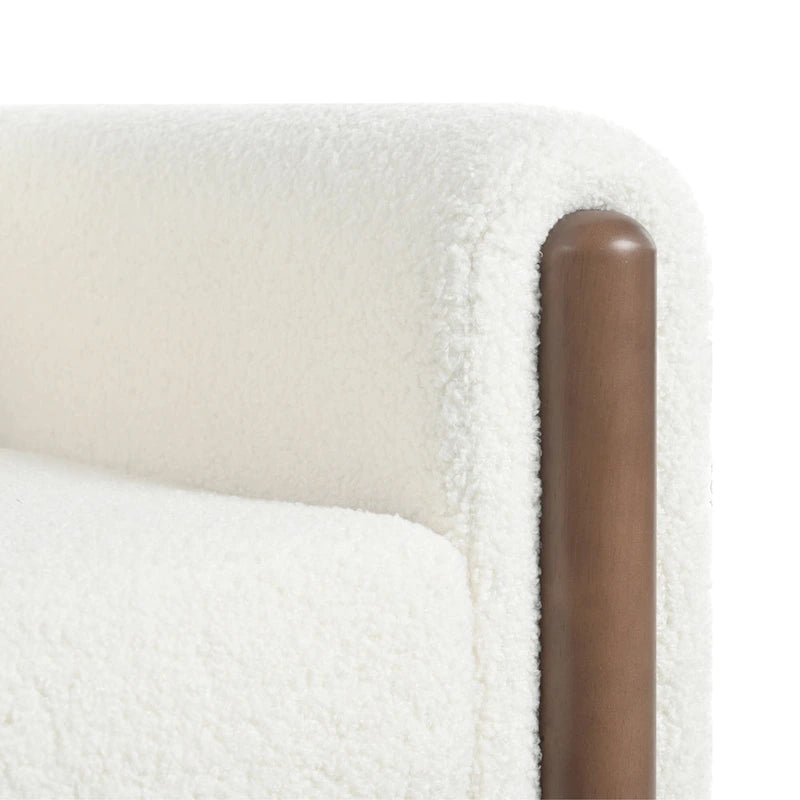 Sillón decorativo de terciopelo Teddy extragrande con brazos curvos y patas de madera maciza