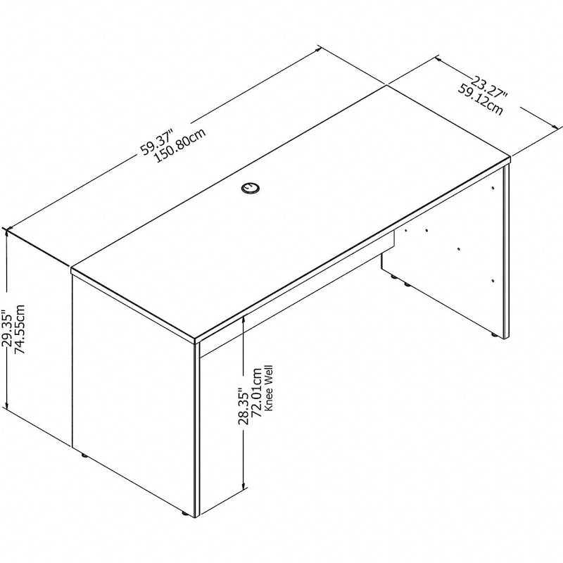 Escritorio credenza de 60" con gestión de cables y panel frontal