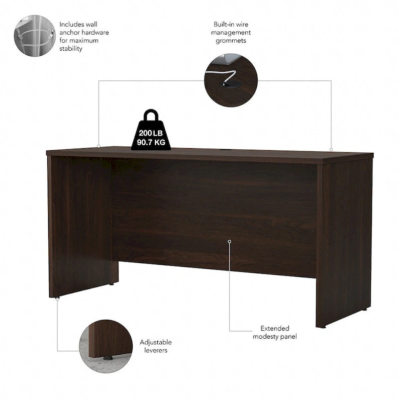 Escritorio credenza de 60" con gestión de cables y panel frontal