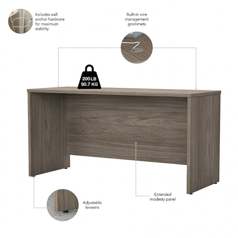 Escritorio credenza de 60" con gestión de cables y panel frontal