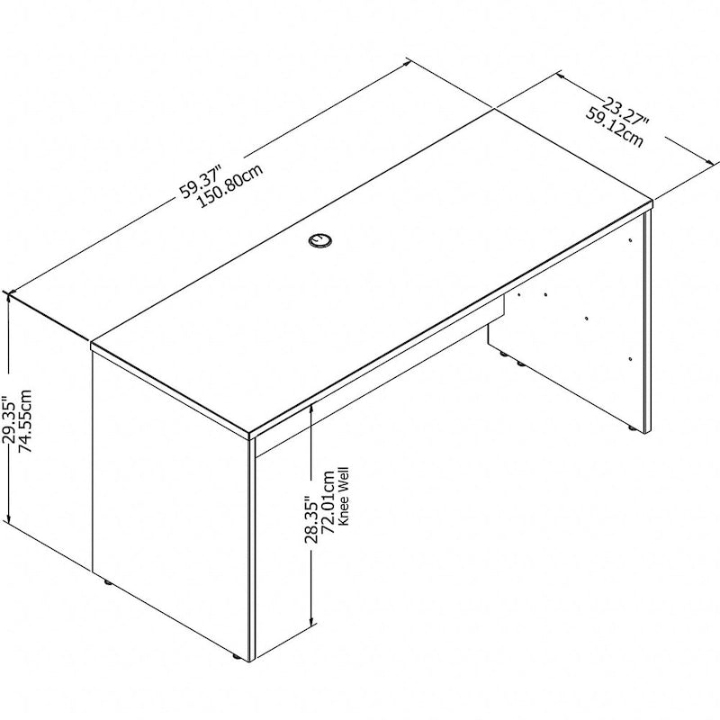 Escritorio credenza de 60" con gestión de cables y panel frontal