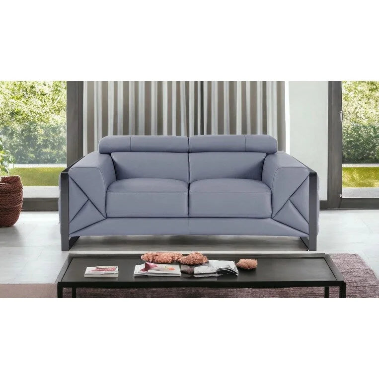 Loveseat de piel premium de 75" con brazos cuadrados y patas metálicas