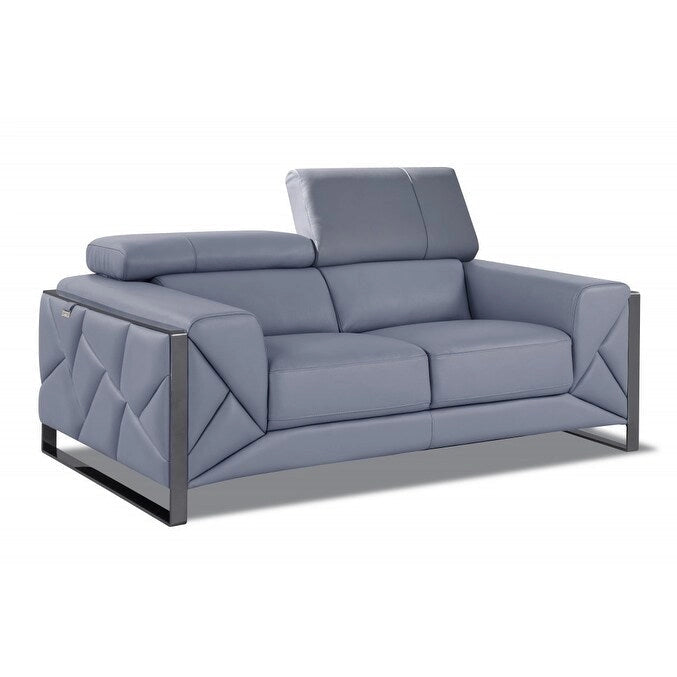 Loveseat de piel premium de 75" con brazos cuadrados y patas metálicas