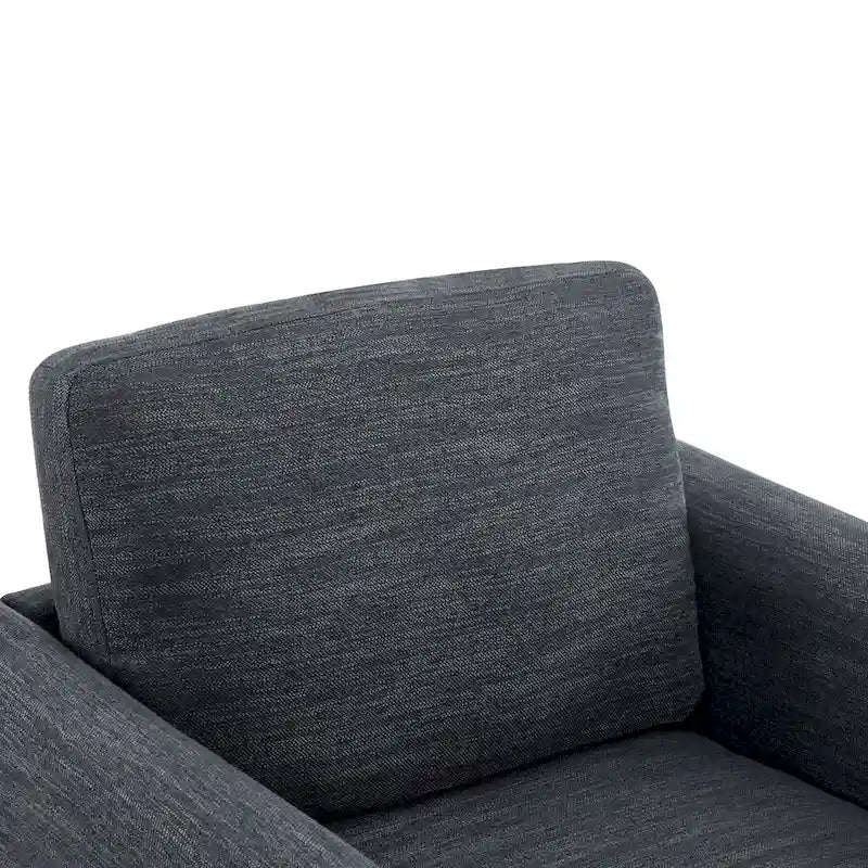 Poltrona imbottita con struttura in legno a vista e cuscino con schienale imbottito