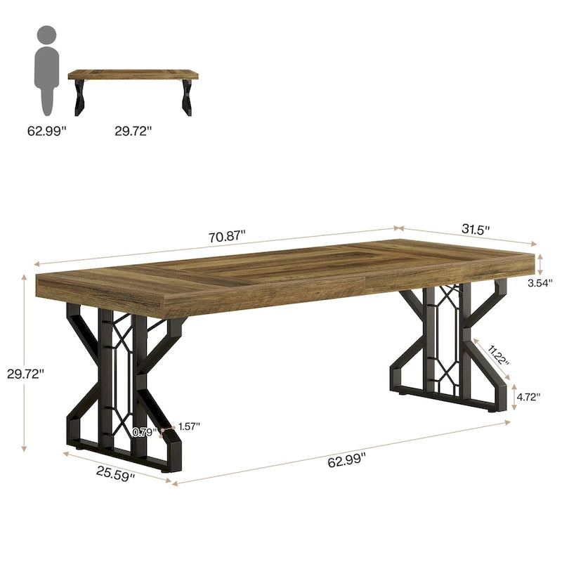 Rechteckiger Esstisch 63" für 6 Personen – modern-minimalistisch mit Metallgestell