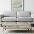 Rustic Shadowbox Storage Coffee Table with Glass Top & Gold Iron Frame