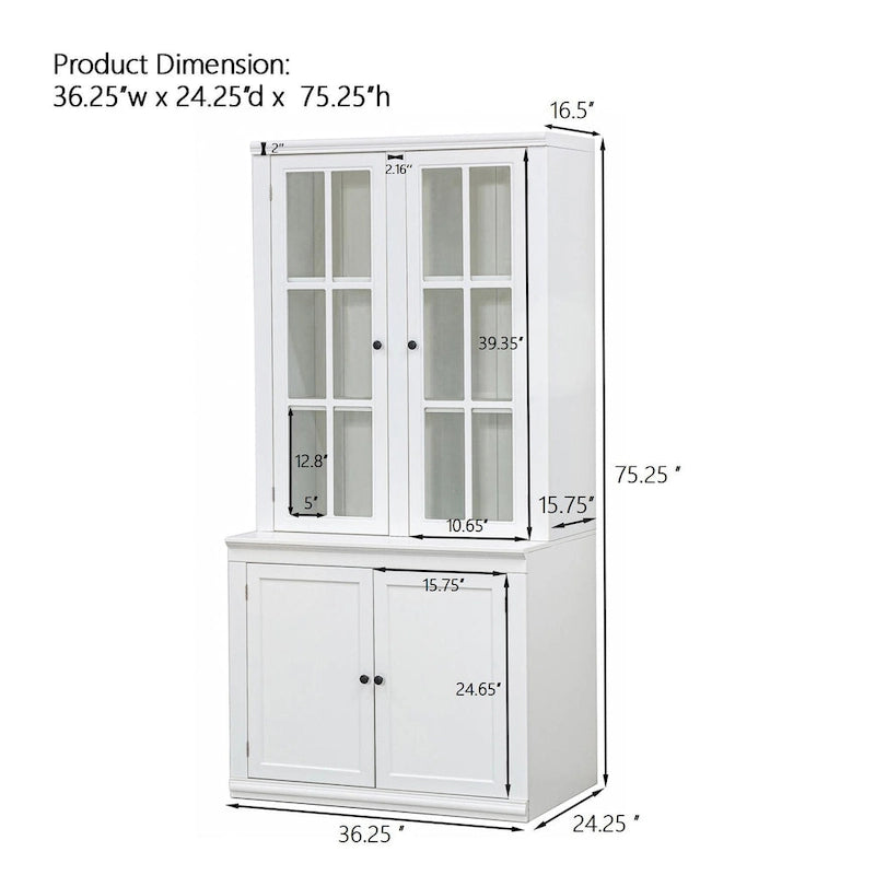Vitrina alta con puertas de vidrio y estantes ajustables