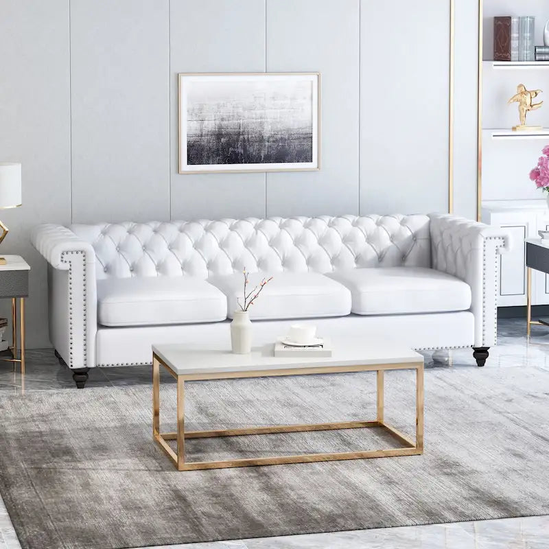 Chesterfield-Sofa für 3 Personen mit Knopfheftung und Nagelkopfbesatz