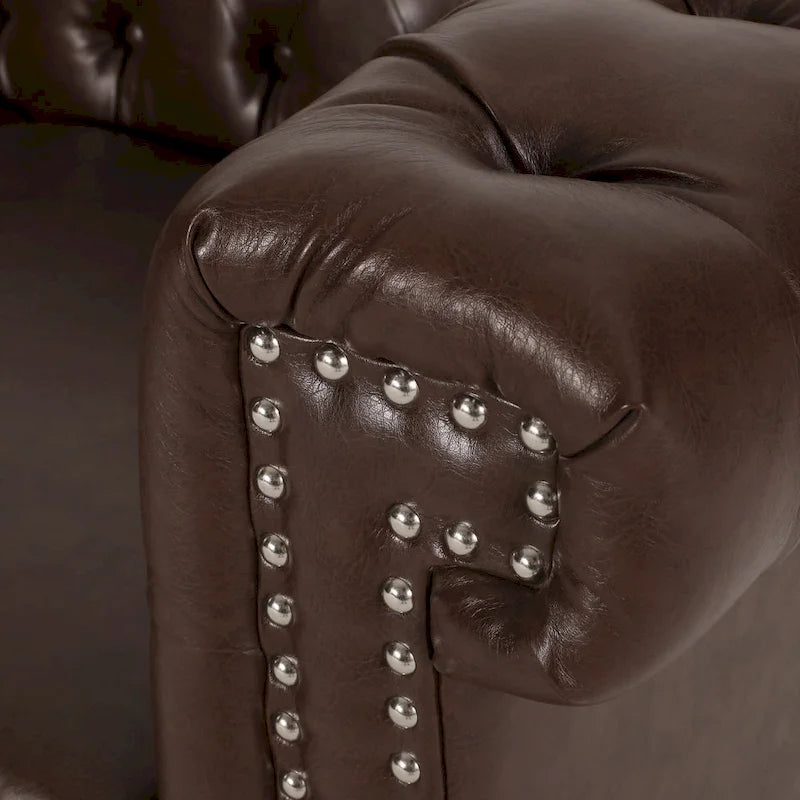 Chesterfield 3-Seater Sofa with Button Tufting and Nailhead Trim