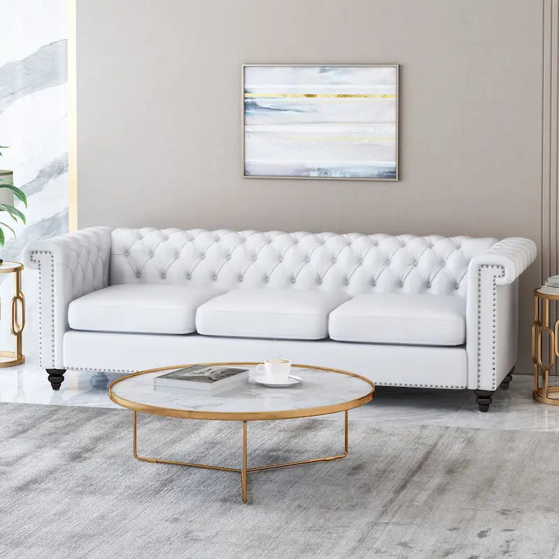 Chesterfield 3-Seater Sofa with Button Tufting and Nailhead Trim
