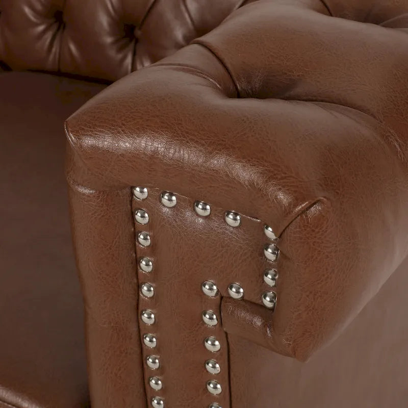 Chesterfield 3-Seater Sofa with Button Tufting and Nailhead Trim