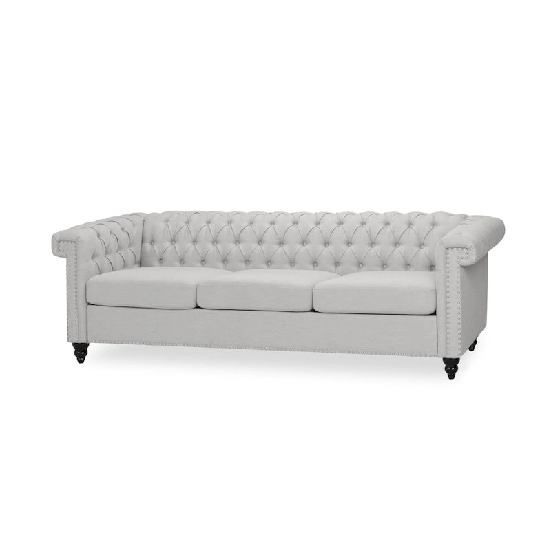 Chesterfield 3-Seater Sofa with Button Tufting and Nailhead Trim