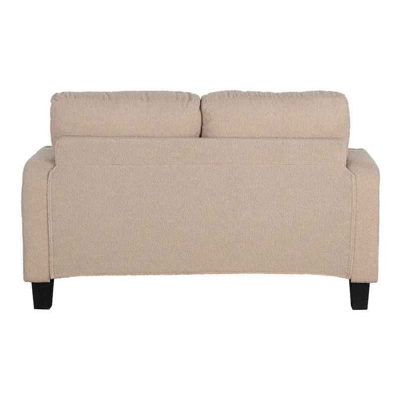 Sofá biplaza beige de 61" con portavasos, bolsillos laterales y almohadas decorativas