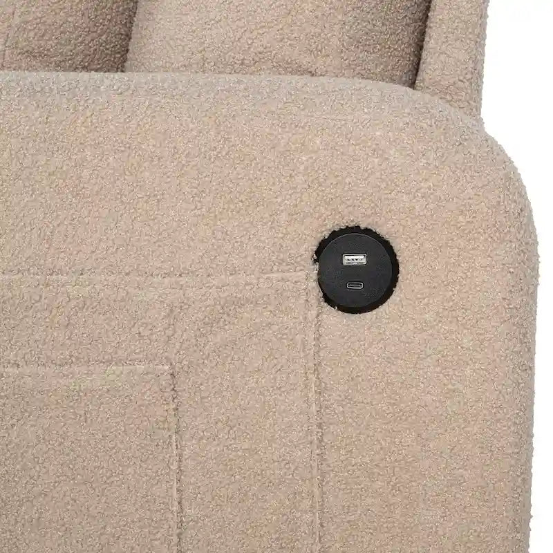 Sofá biplaza beige de 61" con portavasos, bolsillos laterales y almohadas decorativas
