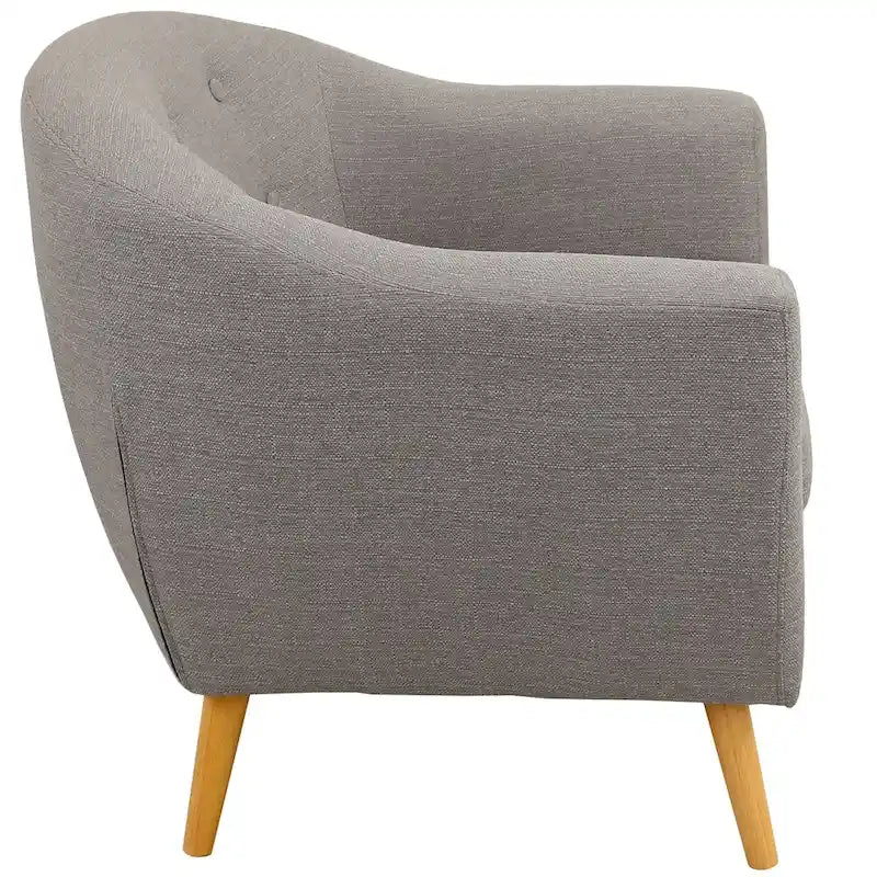 Mid-Century-Modern-Sessel mit Knopfheftung an der Rückenlehne und konisch zulaufenden Holzbeinen