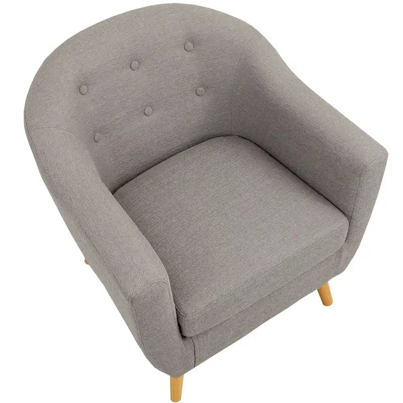 Mid-Century-Modern-Sessel mit Knopfheftung an der Rückenlehne und konisch zulaufenden Holzbeinen