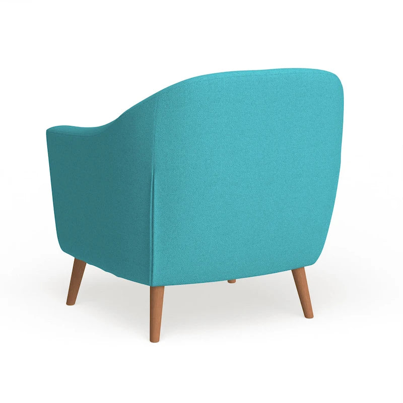Mid-Century-Modern-Sessel mit Knopfheftung an der Rückenlehne und konisch zulaufenden Holzbeinen