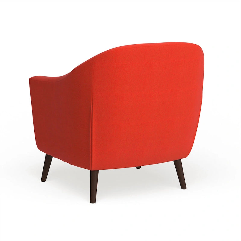 Mid-Century-Modern-Sessel mit Knopfheftung an der Rückenlehne und konisch zulaufenden Holzbeinen