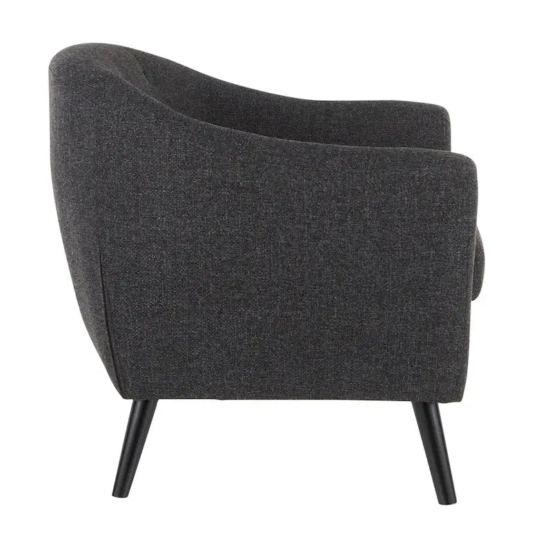 Mid-Century-Modern-Sessel mit Knopfheftung an der Rückenlehne und konisch zulaufenden Holzbeinen