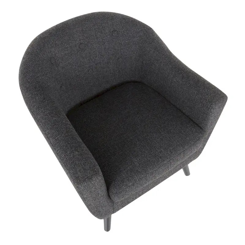 Mid-Century-Modern-Sessel mit Knopfheftung an der Rückenlehne und konisch zulaufenden Holzbeinen