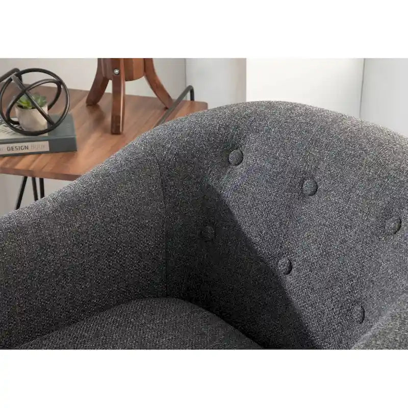 Mid-Century-Modern-Sessel mit Knopfheftung an der Rückenlehne und konisch zulaufenden Holzbeinen
