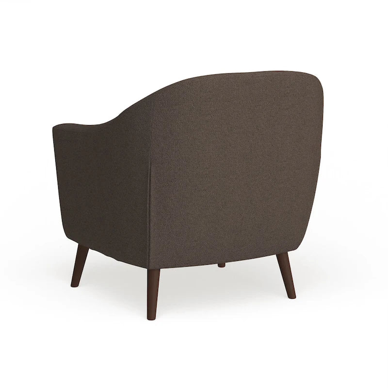 Mid-Century-Modern-Sessel mit Knopfheftung an der Rückenlehne und konisch zulaufenden Holzbeinen