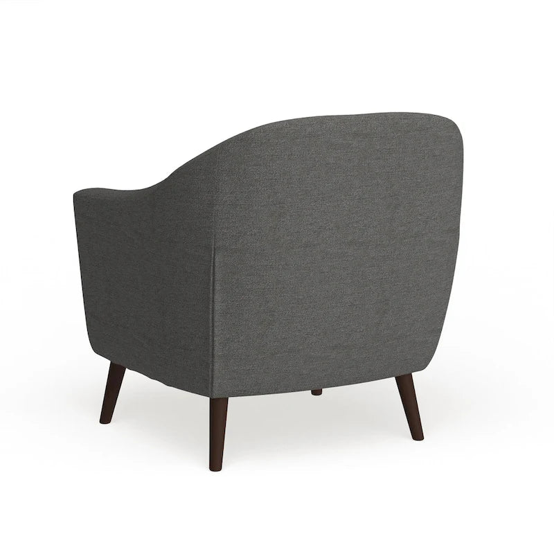 Mid-Century-Modern-Sessel mit Knopfheftung an der Rückenlehne und konisch zulaufenden Holzbeinen