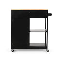 Rolling Kitchen Cart with Rubberwood Top, Drawer and Cabinet