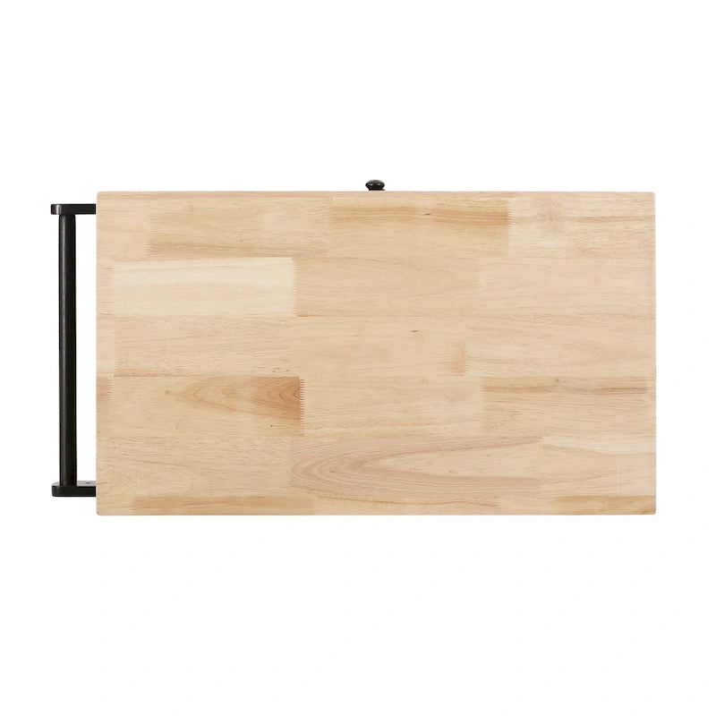Rolling Kitchen Cart with Rubberwood Top, Drawer and Cabinet
