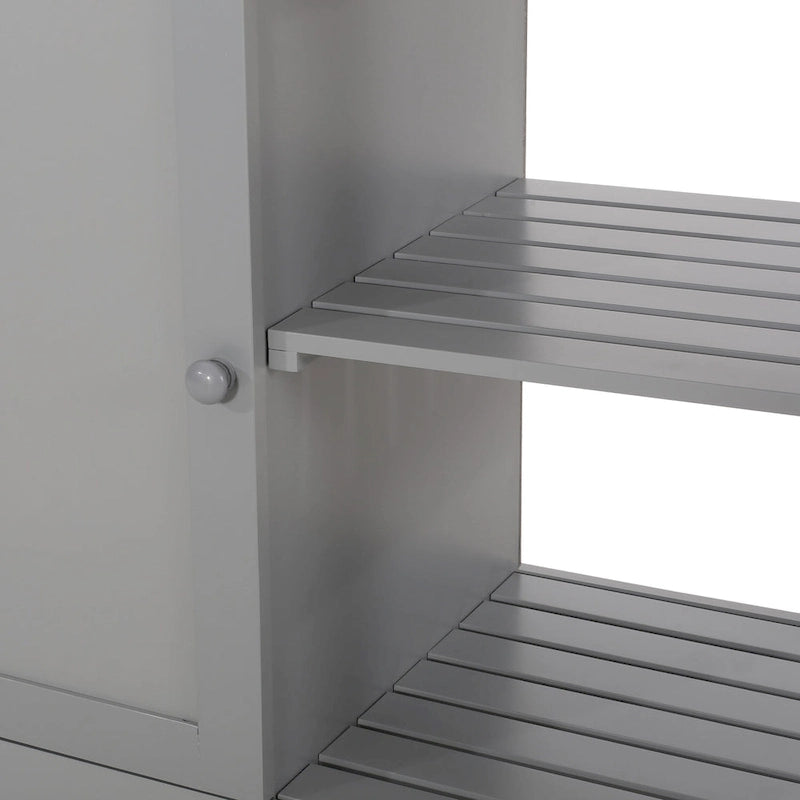 Rolling Kitchen Cart with Rubberwood Top, Drawer and Cabinet