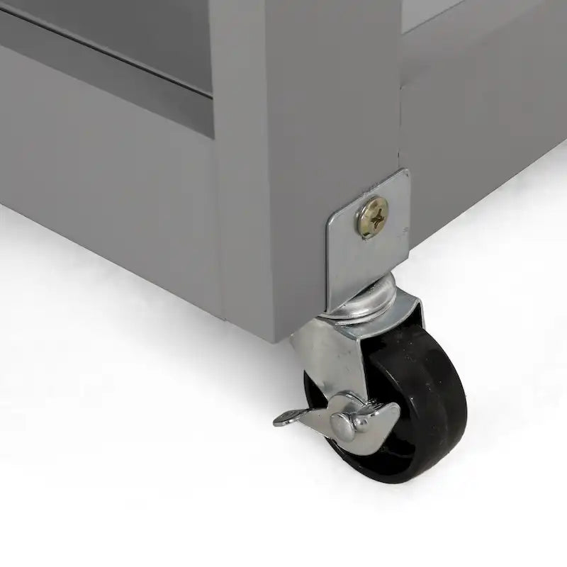 Rolling Kitchen Cart with Rubberwood Top, Drawer and Cabinet