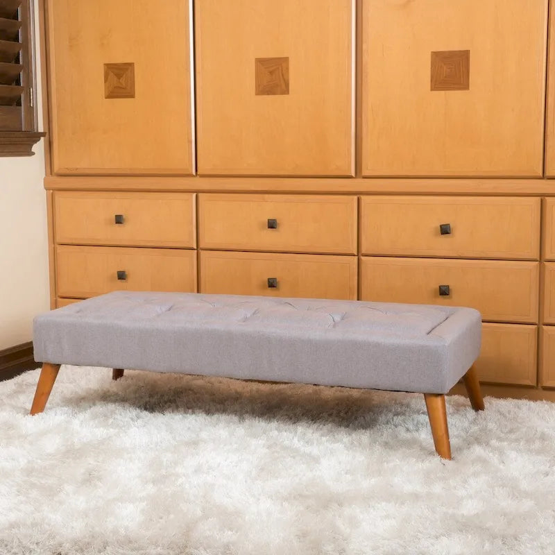 Tufted Fabric Ottoman Bench