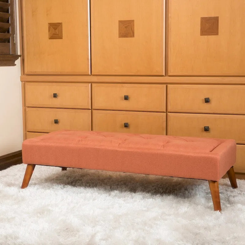 Tufted Fabric Ottoman Bench