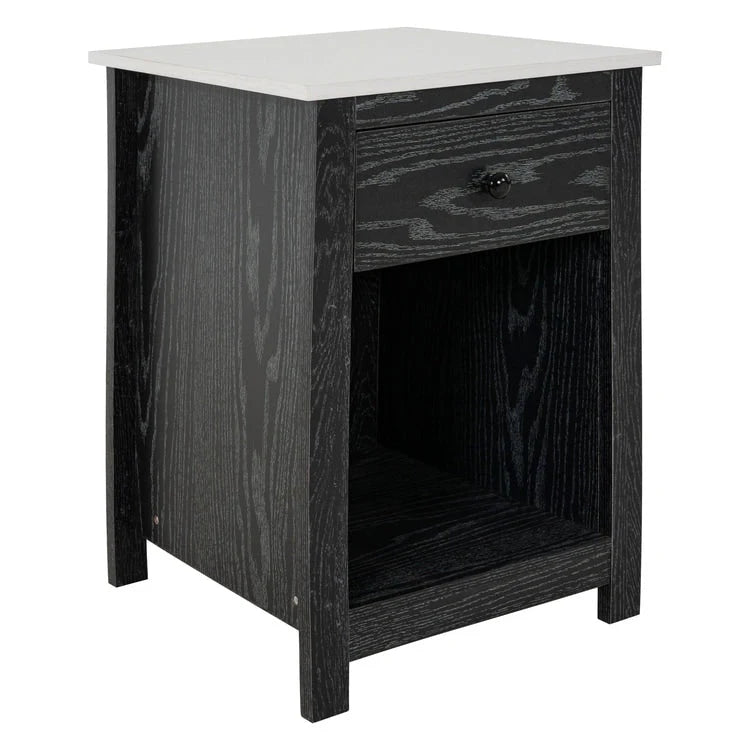 2-Tier End Table with Drawer and Open Shelf