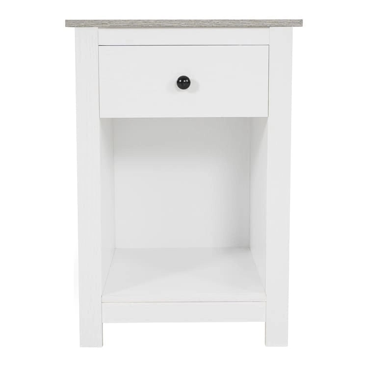 2-Tier End Table with Drawer and Open Shelf