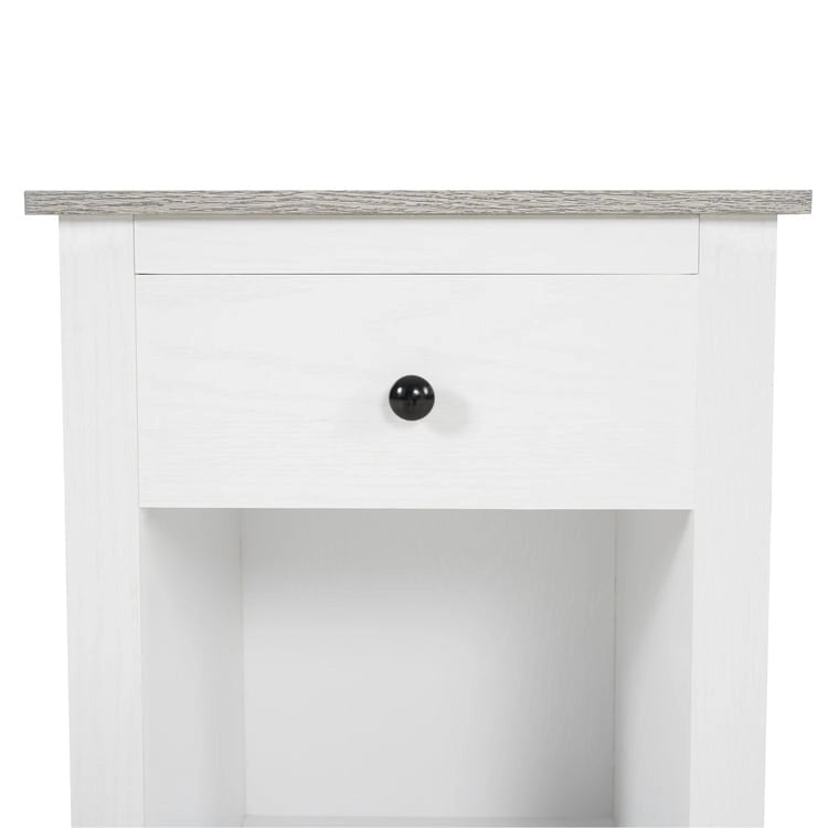 2-Tier End Table with Drawer and Open Shelf