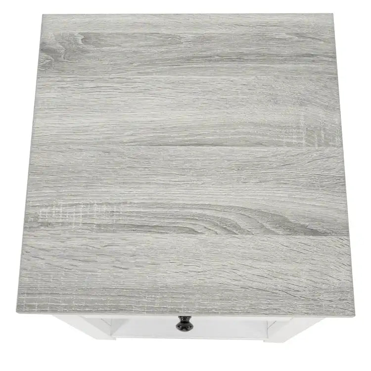2-Tier End Table with Drawer and Open Shelf