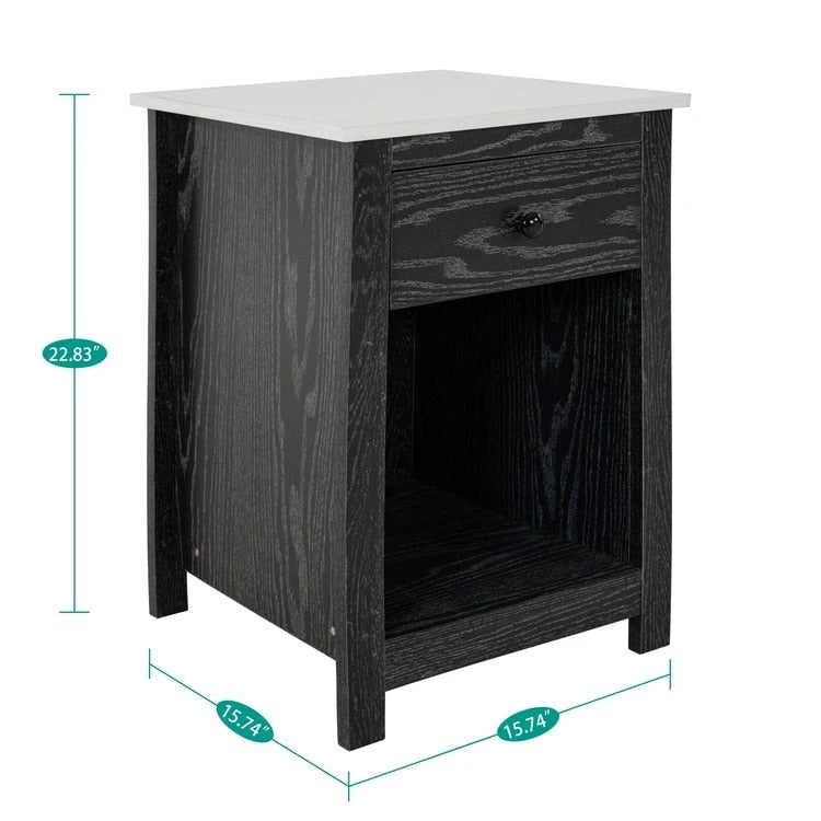 2-Tier End Table with Drawer and Open Shelf