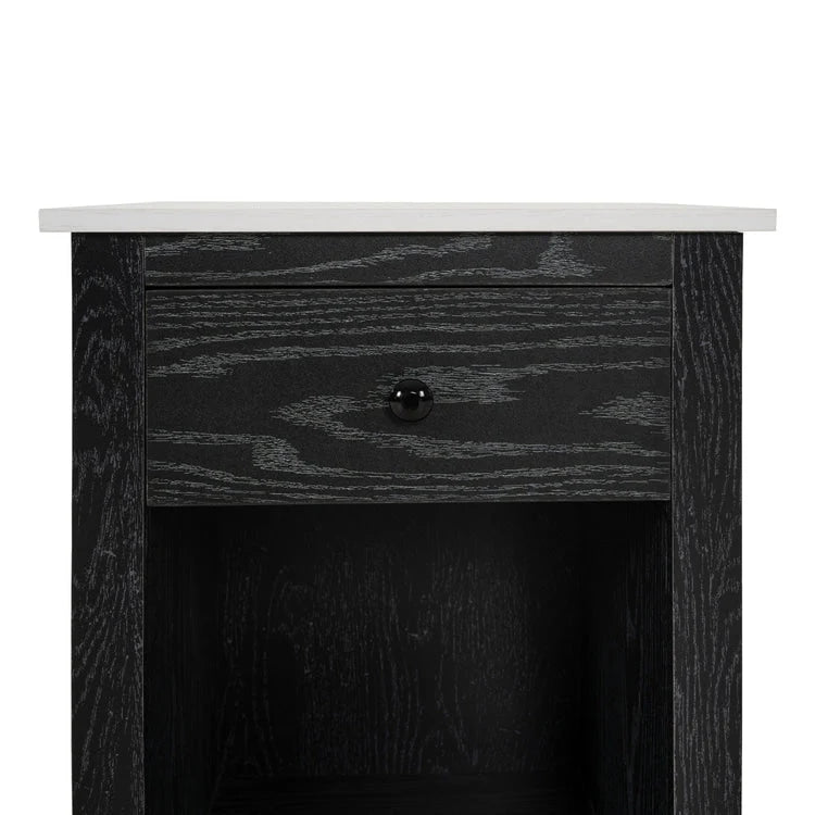 2-Tier End Table with Drawer and Open Shelf