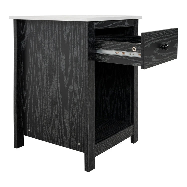 2-Tier End Table with Drawer and Open Shelf