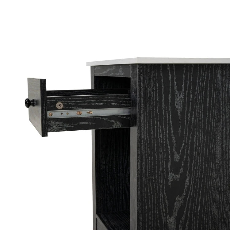 2-Tier End Table with Drawer and Open Shelf