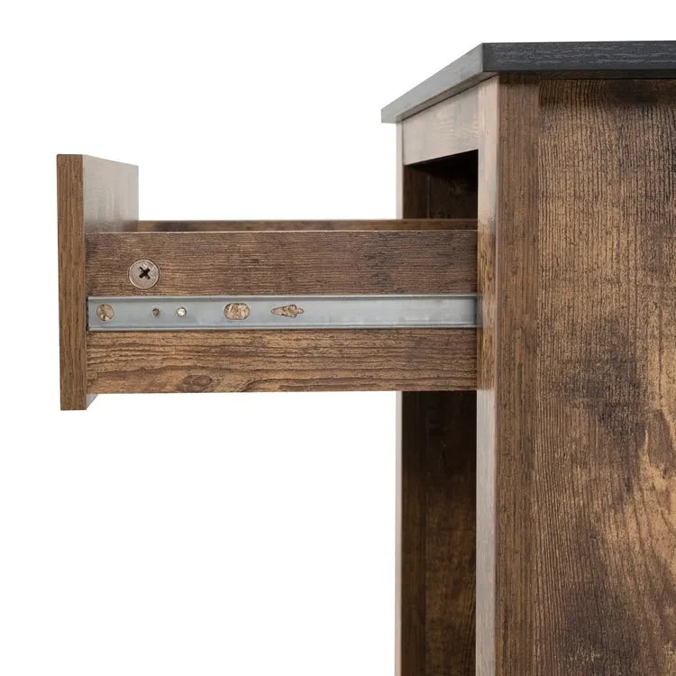 2-Tier End Table with Drawer and Open Shelf