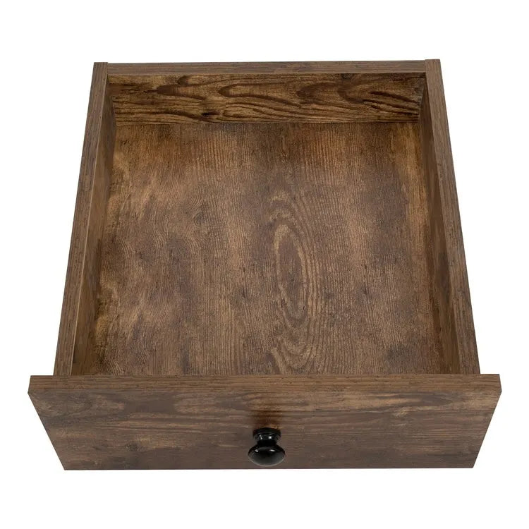 2-Tier End Table with Drawer and Open Shelf