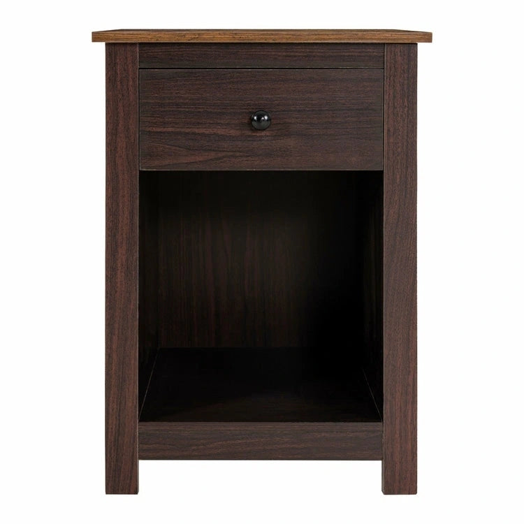 2-Tier End Table with Drawer and Open Shelf