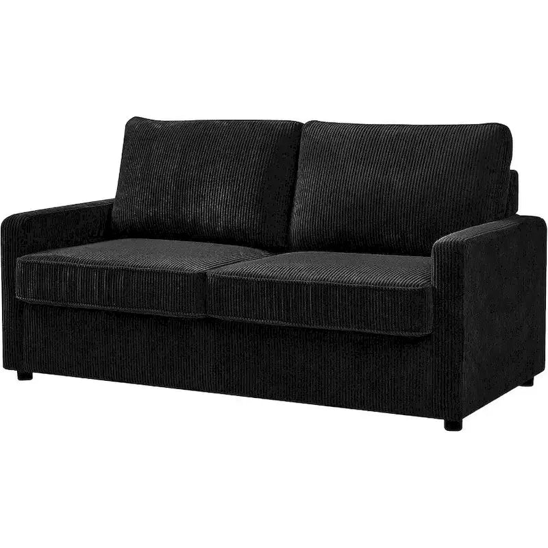 Schlafsofa 70" aus Cord mit eckigen Armlehnen und ausziehbarer Matratze